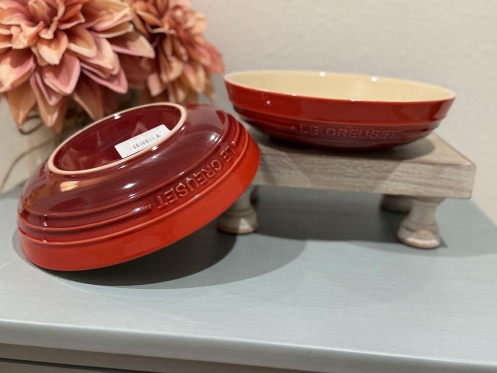 Set of 2 Le Creuset Deep Round Dish Plate 20cm Cerise - second choix NWT